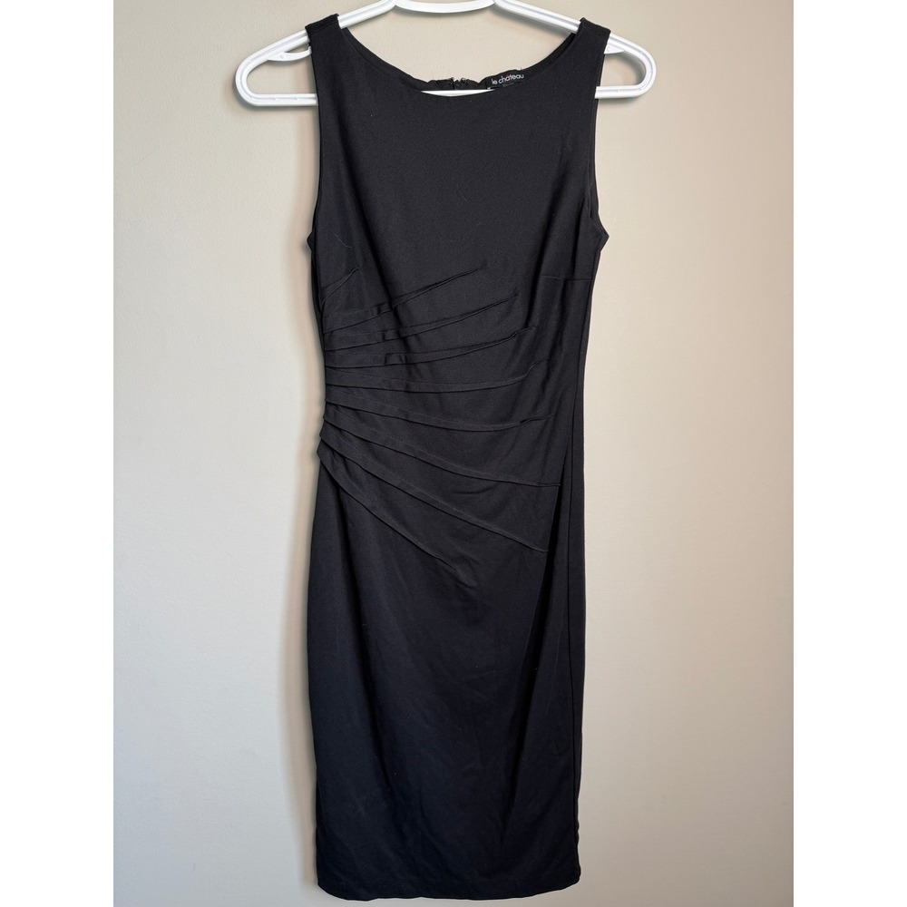 Le Chateau Black Sheath Dress XS Sleeveless Cocktail Party Minimalist Coquette